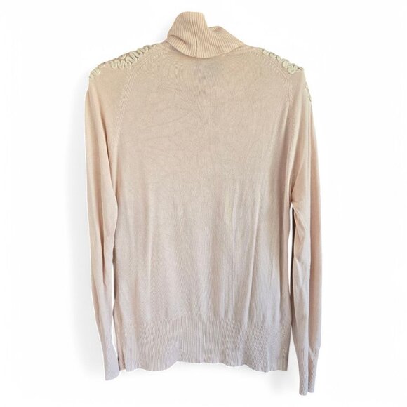 Boston Proper Floral Lace Embroidered Cowl Neck Sweater Blush Pink Size L - Picture 2 of 9